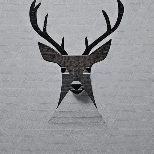 Image similar to a picture of a deer from triangles made of paper