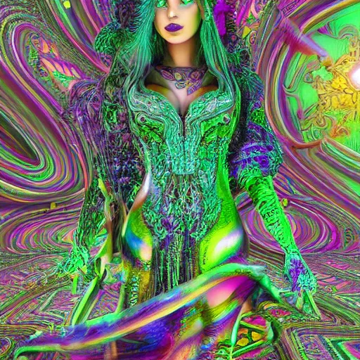 Image similar to psychadelic witch, hyper detailed, flowing psychadelic background intricate and detailed, ornate 8 k gorgeous intricate detailed, octane render