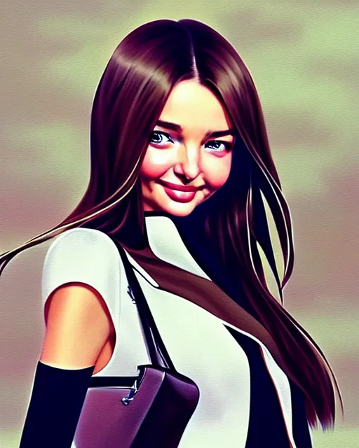 Image similar to portrait of Miranda Kerr as Anime girl cute-fine-face, full body! pretty face, realistic shaded Perfect face, fine details. Anime. realistic shaded lighting by Ilya Kuvshinov Giuseppe Dangelico Pino and Michael Garmash and Rob Rey