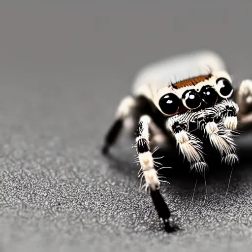 Image similar to a jumping spider using tiny computer keyboard tiny, by pixar, macro lens, iridescent, photomontage