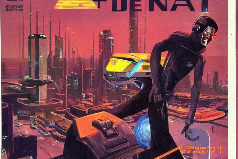 Image similar to 1979 OMNI Magazine Cover of dentures. in cyberpunk style by Vincent Di Fate