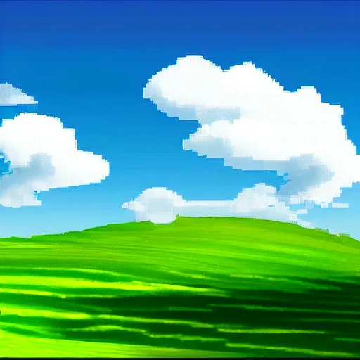 Prompt: windows xp background in pixel featured artstation