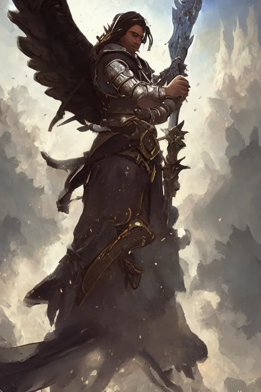 Prompt: saint michael the archangel, hearthstone art style, epic fantasy style art by Craig Mullins, fantasy epic digital art, epic fantasy card game art by Greg Rutkowski