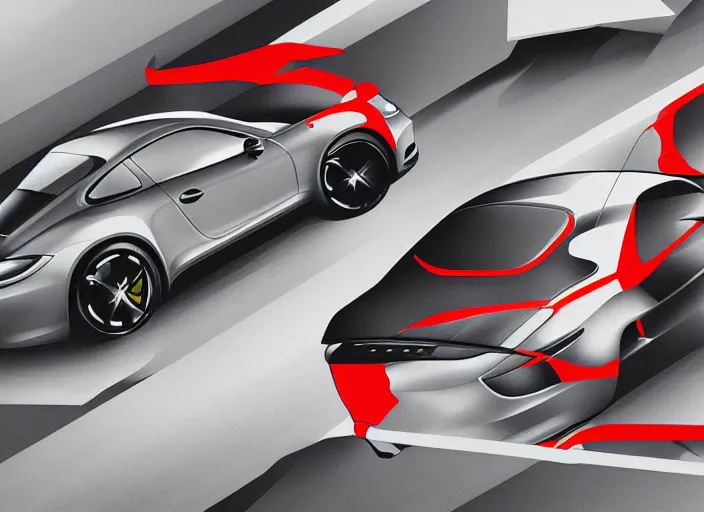 Image similar to abstract advertising illustration for porsche