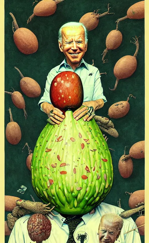 Image similar to joe biden avocado painting propaganda poster by chiara bautista, beksinski and norman rockwell and greg rutkowski weta studio, and lucasfilm