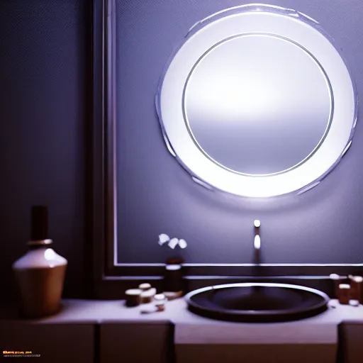 Image similar to a cinematic photoshoot of a mirror and the mirror reflects the observable universe, 8 k, unreal engine 6, clear,