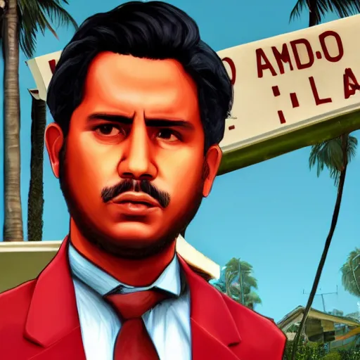 Image similar to young amado carrillo fuentes, grand theft auto v loading screen