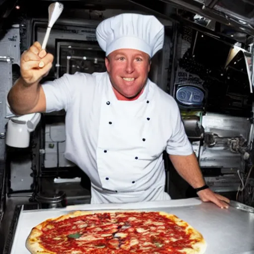 Image similar to Alex Jones Making Pizza In Space