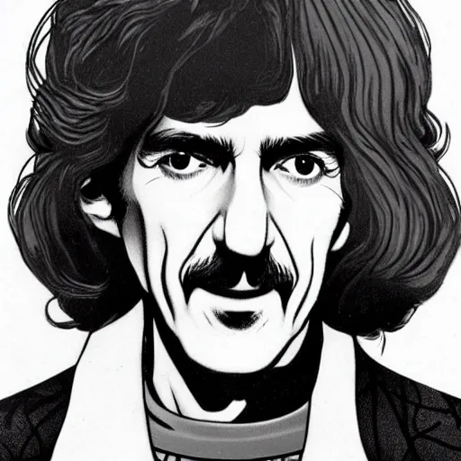 Prompt: George Harrison in the style of Moebius