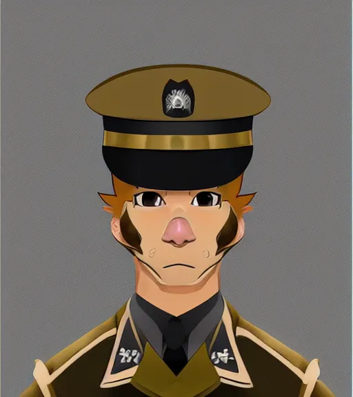 Image similar to expressive stylized master furry artist digital line art painting headshot official portrait character study of the anthro male anthropomorphic german shepard fursona animal person officer wearing clothes military general uniform