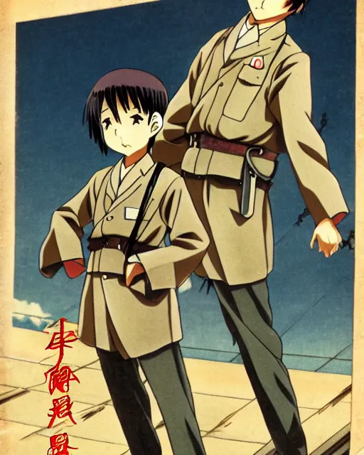 Prompt: anime about japanese from unit 7 3 1 during the 1 9 4 0 s, detailed art