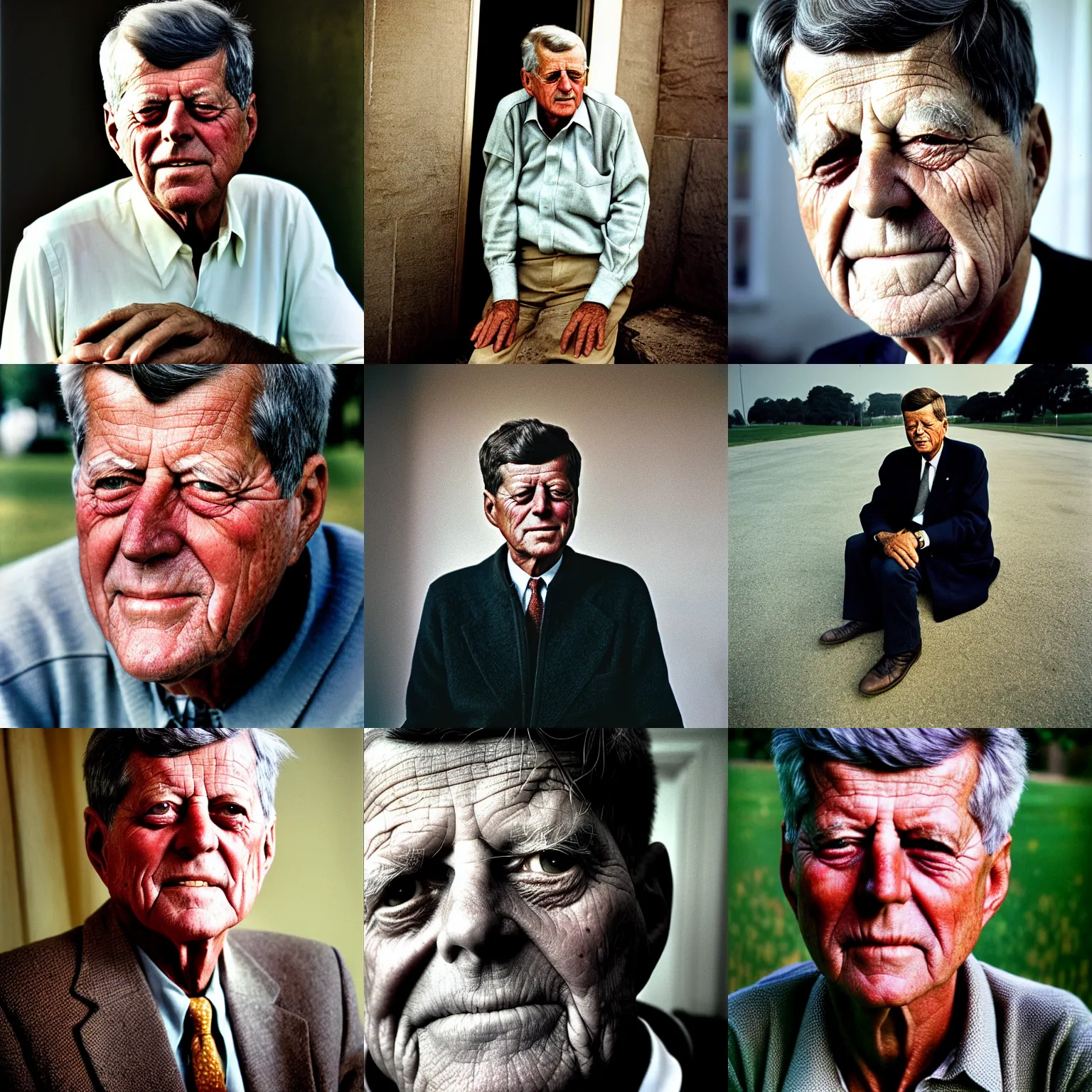 Prompt: portrait of elderly john f kennedy, photograph by steve mccurry, national geopgraphic magazine