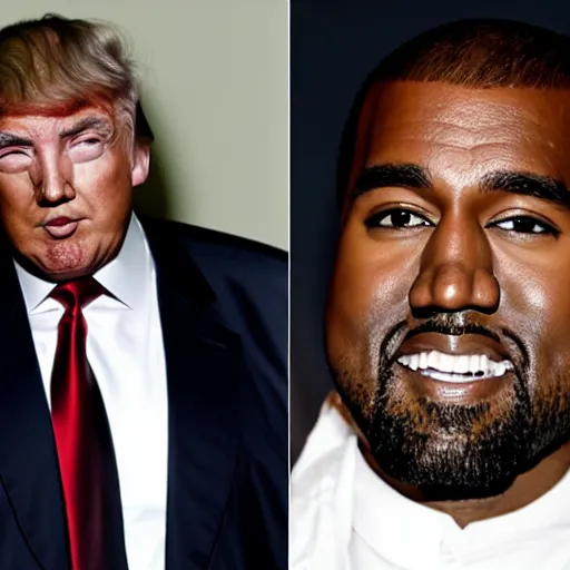 Image similar to a photo of Kanye with donald trump hair