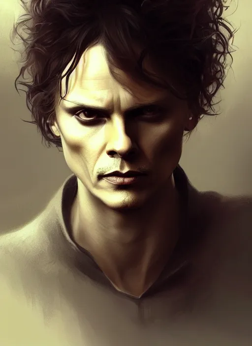 Image similar to ville valo, male, portrait, intricate, highly detailed, digital painting, artstation, concept art, wallpaper, smooth, sharp focus, illustration, art by artgerm and greg rutkowski and alphonse mucha