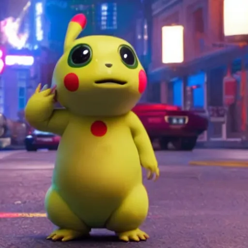 Prompt: a film still of a super toad in detective pikachu