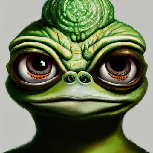 Image similar to portrait of the real life pepe the frog meme, expressive pose, futuristic, highly detailed, digital painting, artstation, concept art, smooth, sharp focus, dramatic light, studio light, by Artemisia Gentileschi