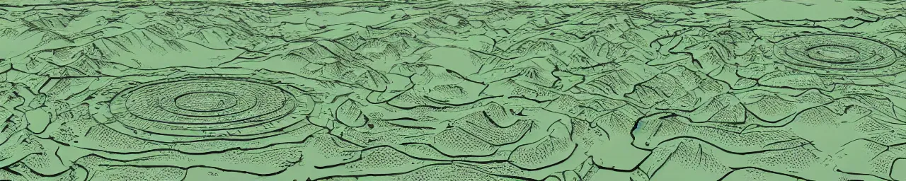 Image similar to retro sci-fi alien world 3d topographical map