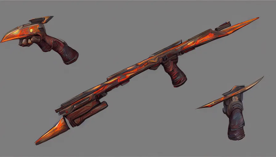 Prompt: weapon design by jama jurabaev, trending on artstation, high quality, brush stroke, for aaa game