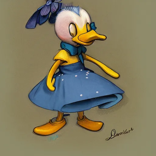 Image similar to daisy duck, by jean - baptiste monge