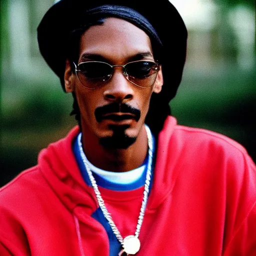 Image similar to 1990s Hi-8 footage of Snoop Dogg in High School, candid portrait photograph, 40mm