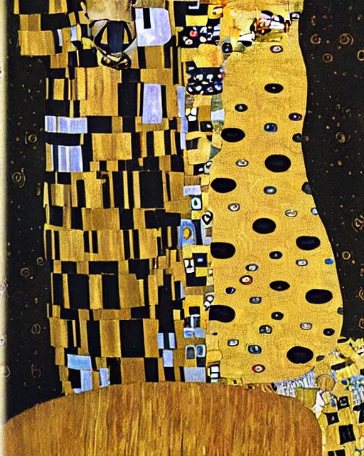 Image similar to wedding, painting by gustav klimt, gold leaf on wood