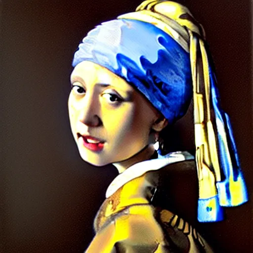 Image similar to The notorious BIG painter as the Girl with a Pearl Earring by Johannes Vermeer