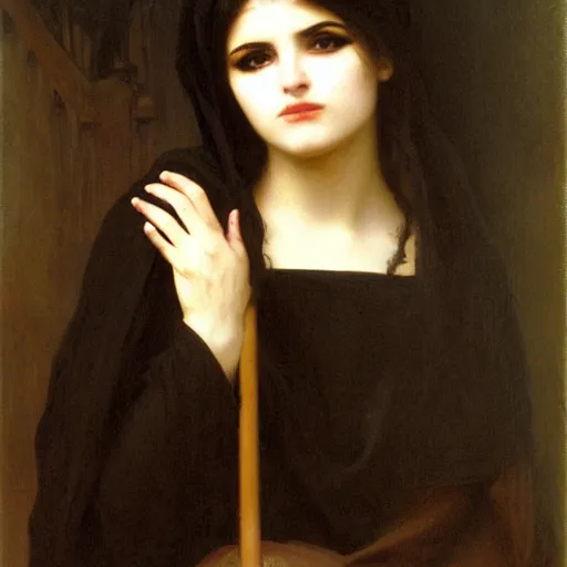 Image similar to 2 1 - year - old persian goth woman, gothic woman, trad goth, drawn by william - adolphe bouguereau