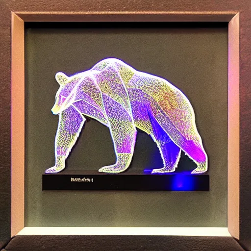 Image similar to a bear painted with laser 3 d hologram