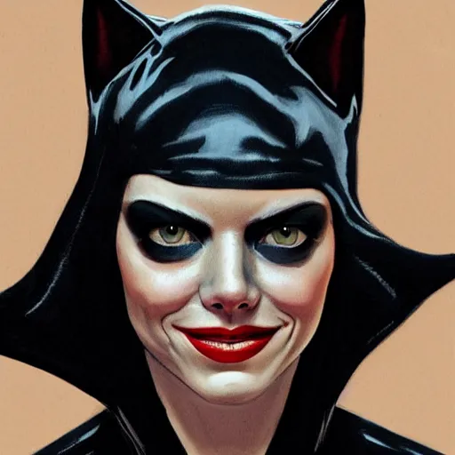 Image similar to A portrait of Emma Stone as Catwoman