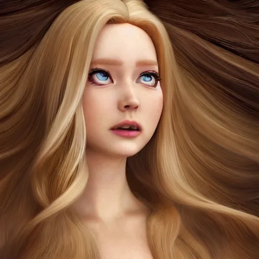 Image similar to disney princess with long blonde hair wearing elegant silk dress yelling at xbox : : weta disney pixar movie still photo : : hi - fructose, decadent highly - detailed digital painting, symmetrical face, golden ratio, octane render, artstation, smooth, sharp focus, artgerm, mucha, loish, wlop