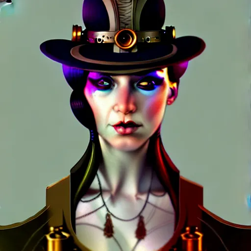 Image similar to character concept portrait of a steampunk woman with pale face, intricate, elegant, digital painting, concept art, smooth, sharp focus, illustration,