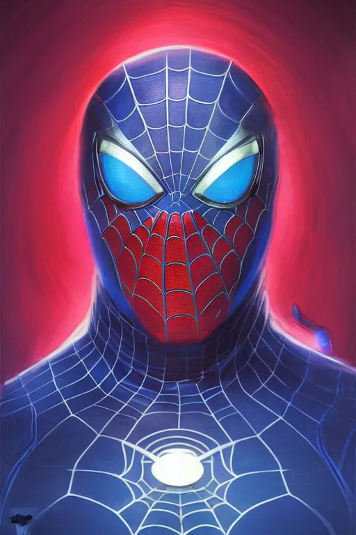 Prompt: elon musk as a blue suit spider man, realistic portrait, symmetrical, highly detailed, digital painting, artstation, concept art, smooth, sharp focus, illustration, cinematic lighting, art by artgerm and greg rutkowski and alphonse mucha