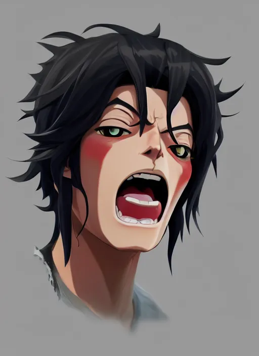 Prompt: centered!! macro head portrait of medieval yelling king michael jackson, artstation, detailed cartoon, elegant, digital painting, concept art, smooth, sharp focus, illustration, ghibli, makoto shinkai, don bluth, fujita goro, jean giraud, akihiko yoshida, tom whalen 8 k