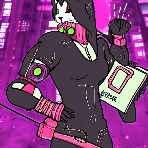 Image similar to cyberpunk cat, 9 0 s japan anime style