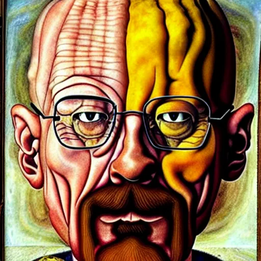 Image similar to walter white in the style of giuseppe arcimboldo, fruits