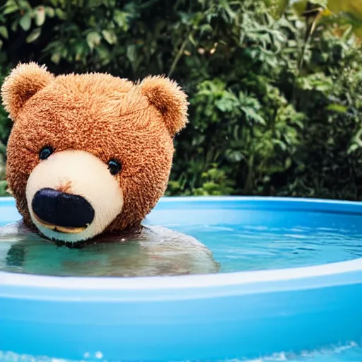 Image similar to teddy bear playing in a pool