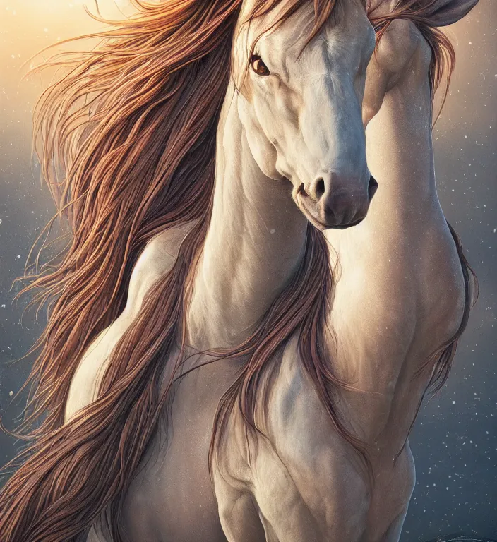 Prompt: a portrait of a beautiful elegant female centaur Ultra realistic + 25mm f/1.7 ASPH Lens, by Dan Mumford + vivid colors + high contrast, 8k resolution, intricate, photorealistic, smooth