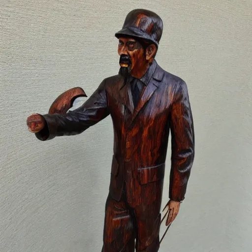 Prompt: andrej babis epic wooden statue painted in style of josef lada, high detail