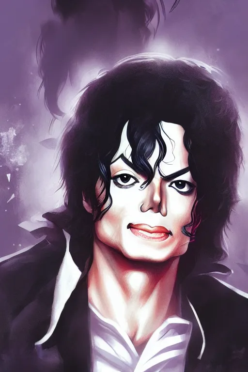 Prompt: michael jackson, manga cover art, detailed color portrait, artstation trending, 8 k, greg rutkowski