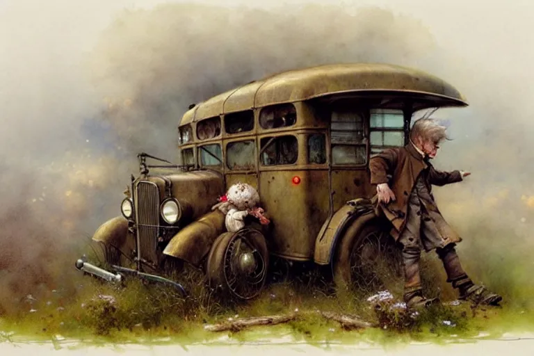 Prompt: ( ( ( ( ( bus. muted colors. ) ) ) ) ) by jean - baptiste monge!!!!!!!!!!!!!!!!!!!!!!!!!!! high resolution