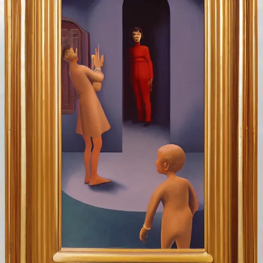 Prompt: an ethereal esteban frances and george tooker painting titled'arrival of the noxious fumes'