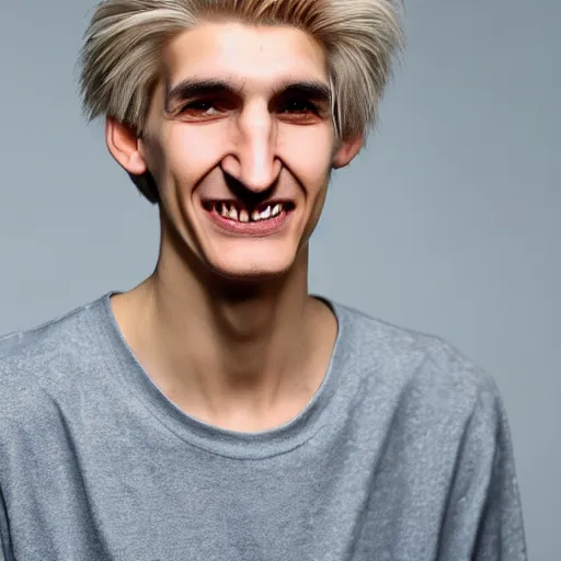 Image similar to really ugly xqc, big nose, crookedd teeth