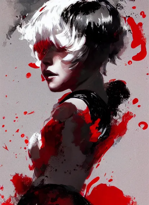 Prompt: highly detailed portrait of a young shirley MaacLaine, by Dustin Nguyen, Akihiko Yoshida, Greg Tocchini, Greg Rutkowski, Cliff Chiang, 4k resolution, nier:automata inspired, bravely default inspired, vibrant but dreary red, black and white color scheme!!!