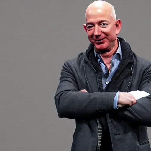 Image similar to jeff bezos as a homeless person, living in the streets
