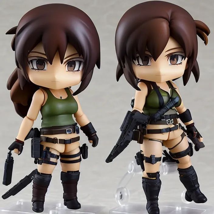 Prompt: lara croft, an anime nendoroid of lara croft, figurine, detailed product photo.