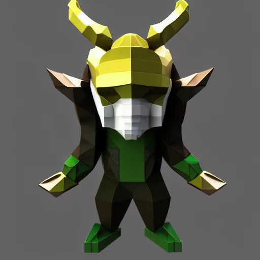 Image similar to 3d voxel low poly render of Loki
