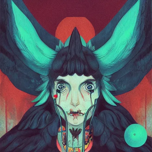 Image similar to Baphomet picture by Sachin Teng, asymmetrical, dark vibes, Realistic Painting , Organic painting, Matte Painting, geometric shapes, hard edges, graffiti, street art:2 by Sachin Teng:4