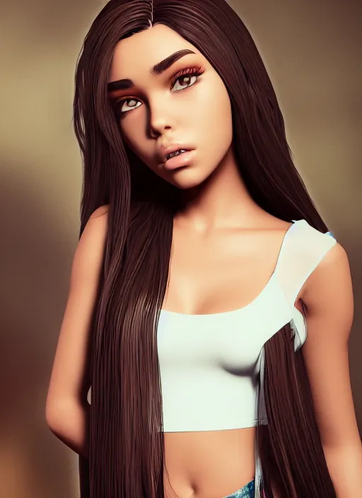 Image similar to Madison Beer as a video game character, digital art, unreal engine, unreal engine render, blender render, render, 4k, coherent