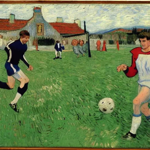 Image similar to Tom Cruise playing football by Van Gogh