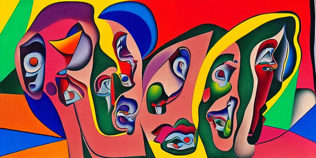 Image similar to a man being overcome by love conciseness, psychedelic dripping colors, detailed painting by painting by man ray and pablo amaringo